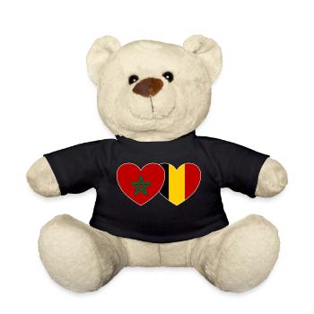 Morocco Belgium Flag Heart - Teddy Bear - black - Front