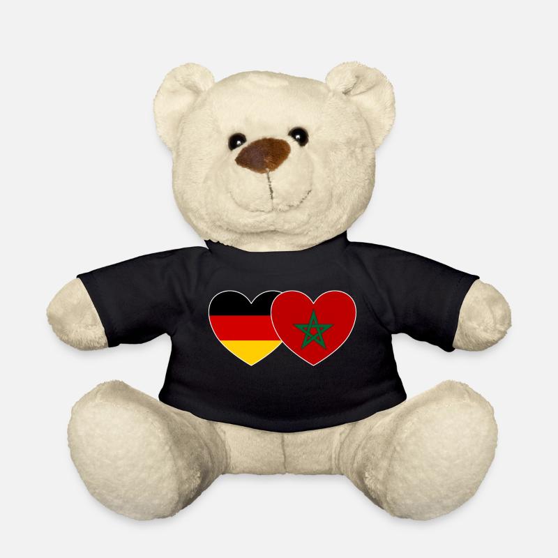 Deutschland Marokko Flagge Herz - Teddy - Schwarz
