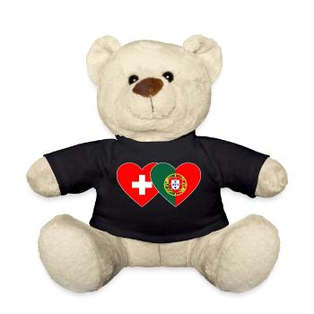 Schweiz Portugal Flagge Herz - Teddy - Schwarz - Vorne