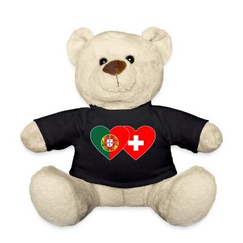 Portugal Schweiz Flagge Herz - Teddy - Schwarz - Vorne