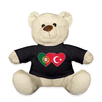 Portugal Turkey Flag Heart - Teddy Bear - black - Front