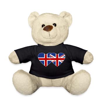 Iceland England Flag Heart - Teddy Bear - black - Front