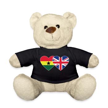 Ghana England Flagge Herz - Teddy - Schwarz - Vorne
