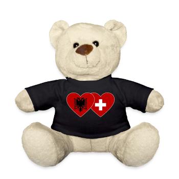 Albanie Suisse Flag Coeur - Nounours - noir - Devant