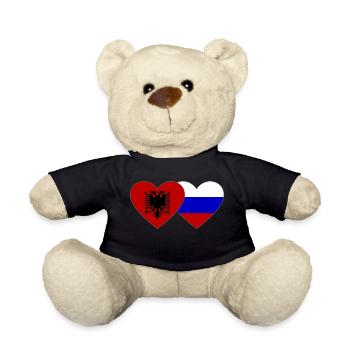 Albanie Russie Drapeau Coeur - Nounours - noir - Devant
