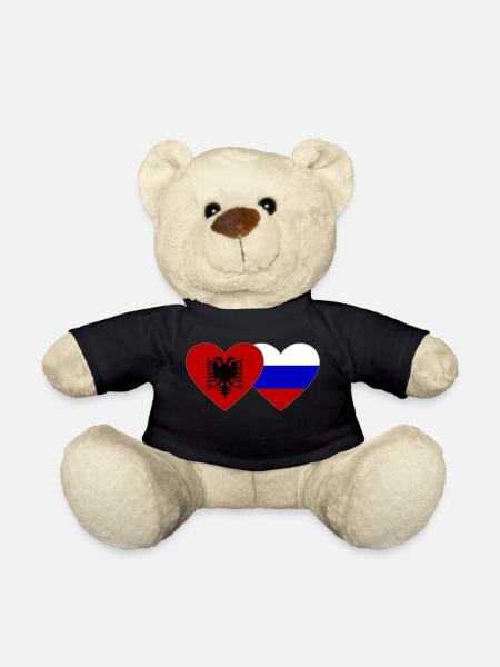 Albanien Russland Flagge Herz - Teddy - Schwarz
