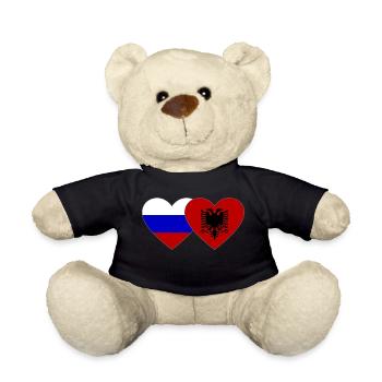 Russland Albanien Flagge Herz - Teddy - Schwarz - Vorne