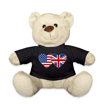 USA England Flagge Herz - Teddy - Schwarz - Vorne