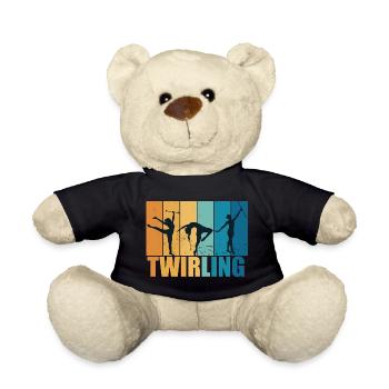 Baton Twirling Sport Vintage Gift - Teddy Bear - black - Front