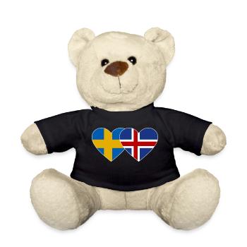 Sweden Iceland Flag Heart - Teddy Bear - black - Front
