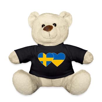 Suède Ukraine Flag Heart - Nounours - noir - Devant