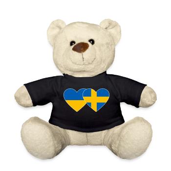 Ukraine Suède Flag Coeur - Nounours - noir - Devant