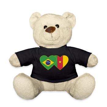 Brésil Cameroun Flag Coeur - Nounours - noir - Devant