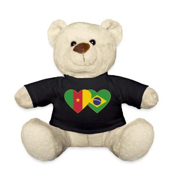 Cameroun Brésil Flag Coeur - Nounours - noir - Devant