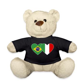 Italie Brésil Drapeau Coeur large - Nounours - noir - Devant
