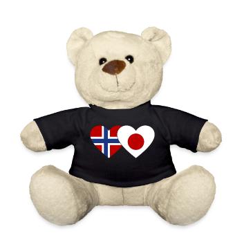 Norvège Japon Flag Coeur - Nounours - noir - Devant