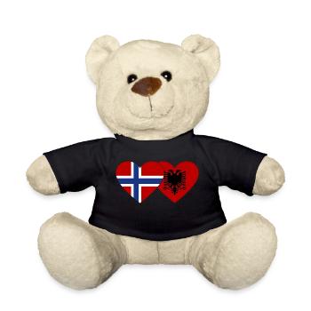 Norwegen Albanien Flagge Herz - Teddy - Schwarz - Vorne