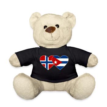 Norway Cuba Flag Heart - Teddy Bear - black - Front