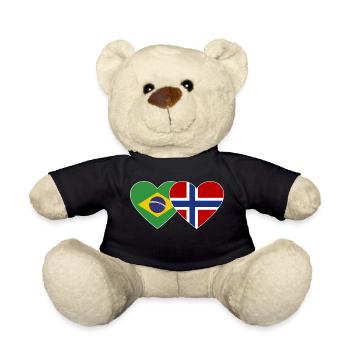 Brésil Norvège Flag Coeur - Nounours - noir - Devant