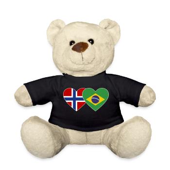 Norvège Brésil Flag Heart - Nounours - noir - Devant