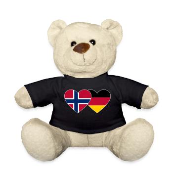 Norway Germany Flag Heart - Teddy Bear - black - Front