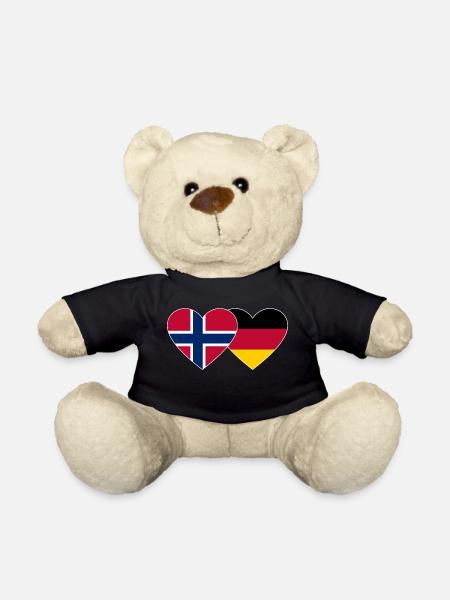 Norwegen Deutschland Flagge Herz - Teddy - Schwarz
