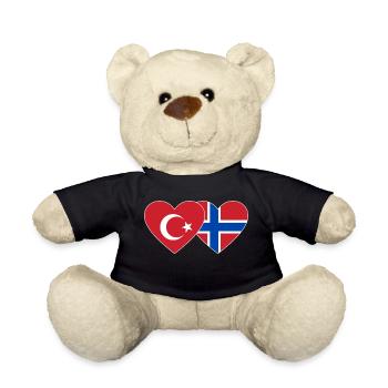 Turkey Norway Flag Heart - Teddy Bear - black - Front