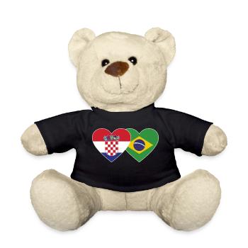 Croatie Brésil Flag Coeur - Nounours - noir - Devant