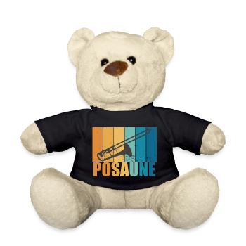 Posaune Vintage Musiker Instrument Geschenk - Teddy - Schwarz - Vorne