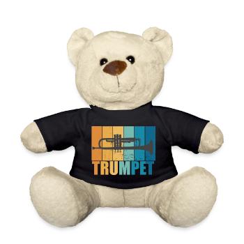 Trompete Vintage Musiker Instrument Geschenk - Teddy - Schwarz - Vorne
