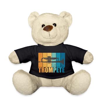 Trompete Vintage Musiker Instrument Geschenk - Teddy - Schwarz - Vorne
