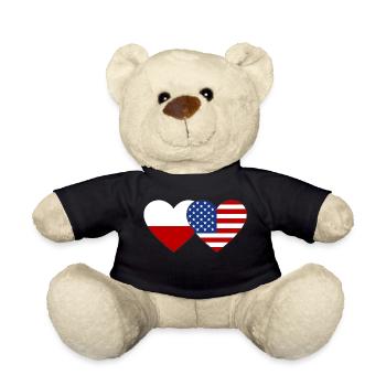 Poland USA Flag Heart - Teddy Bear - black - Front