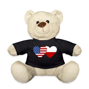 USA Polen Flagge Herz - Teddy - Schwarz - Vorne