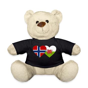 Norway Wales Flag Heart - Teddy Bear - black - Front