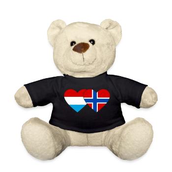 Luxembourg Norvège Flag Coeur - Nounours - noir - Devant