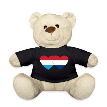 Luxembourg Holland Flag Heart - Teddy Bear - black - Front