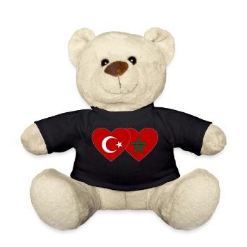 Turkey Morocco Flag Heart - Teddy Bear - black - Front