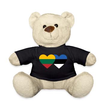 Lituanie Estonie Flag Heart - Nounours - noir - Devant
