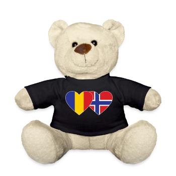 Roumanie Norvège Flag Coeur - Nounours - noir - Devant
