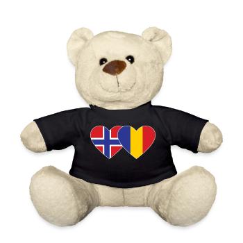 Norway Romania Flag Heart - Teddy Bear - black - Front