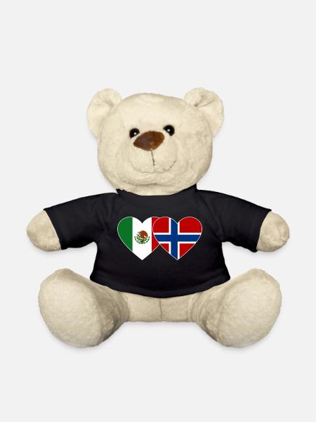 Mexiko Norwegen Flagge Herz - Teddy - Schwarz