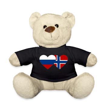 Russia Norway Flag Heart - Teddy Bear - black - Front