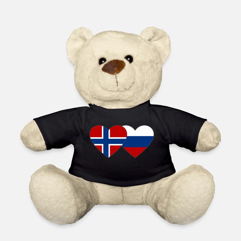 Norwegen Russland Flagge Herz - Teddy - Schwarz
