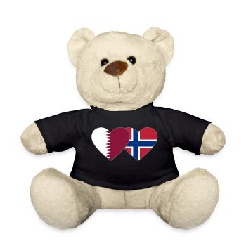 Qatar Norway Flag Heart - Teddy Bear - black - Front