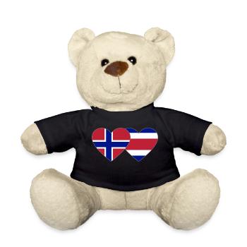 Norway Costa Rica Flag Heart - Teddy Bear - black - Front