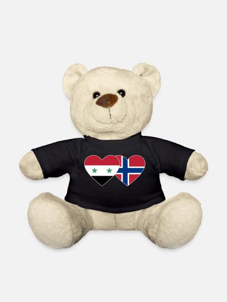 Syrien Norwegen Flagge Herz - Teddybjørn - sort
