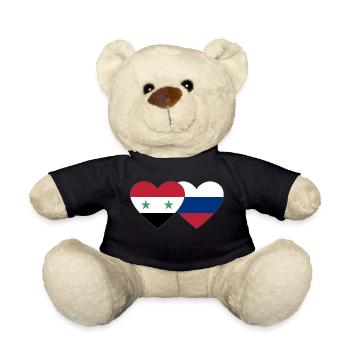 Syria Russia Flag Heart - Teddy Bear - black - Front