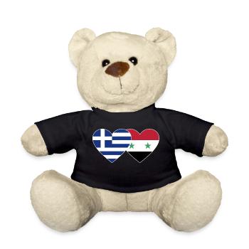 Greece Syria Flag Heart - Teddy Bear - black - Front