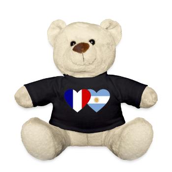 France Argentine Flag Coeur - Nounours - noir - Devant
