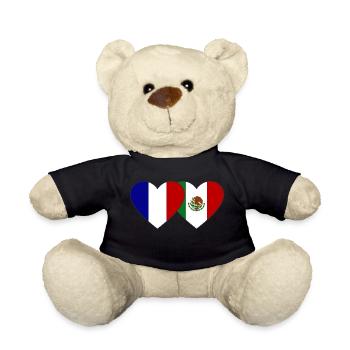 France Mexique Flag Coeur - Nounours - noir - Devant